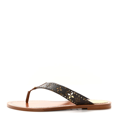 Louis Vuitton Monogram Sunny Flat Thong Sandals 38.5 Brown 1 of 11
