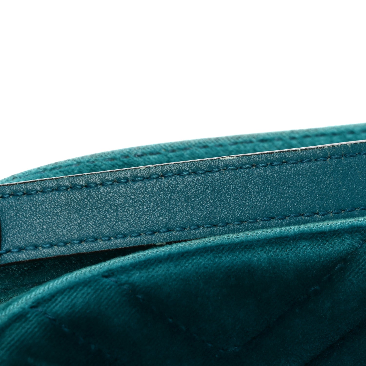 Gucci Velvet Matelasse Small GG Marmont Chain Shoulder Bag Pavone Cyan 12 of 14