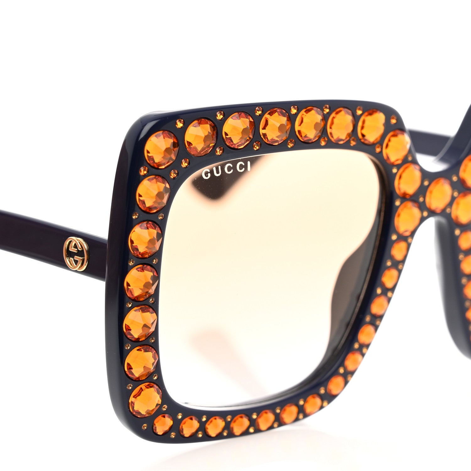Gucci Acetate Crystal Oversize Sunglasses GG0148S Blue 7 of 8