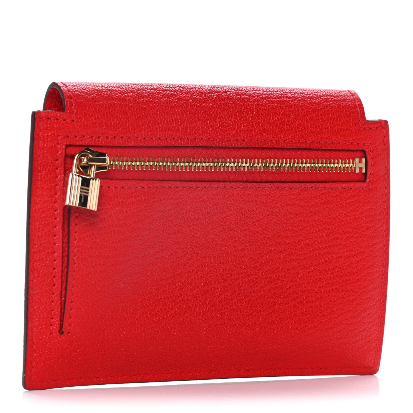 Chevre Mysore Kelly Pocket Compact Wallet Rouge de Coeur