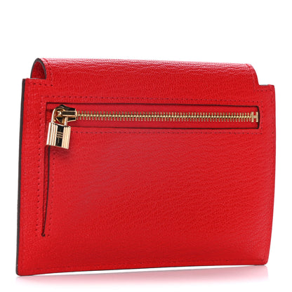 Hermes Chevre Mysore Kelly Pocket Compact Wallet Rouge de Coeur 3 of 12