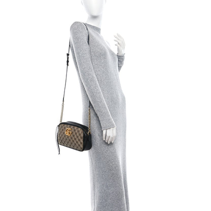 Gucci Monogram Matelasse Diagonal Small GG Marmont Chain Shoulder Bag Beige Black 3 of 9