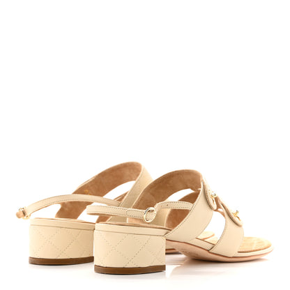 Chanel Calfskin Quilted CC Turnlock Sandals 39 Dark 39 White 4 of 17