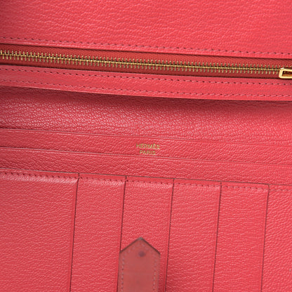 Hermes Ostrich Bearn Wallet Bougainvillea 5 of 7