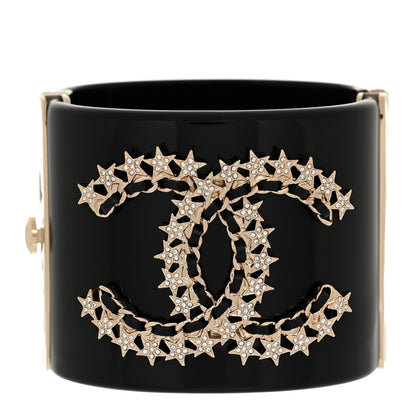 Chanel Resin Lambskin Crystal CC Star CC Cuff Black 1 of 7