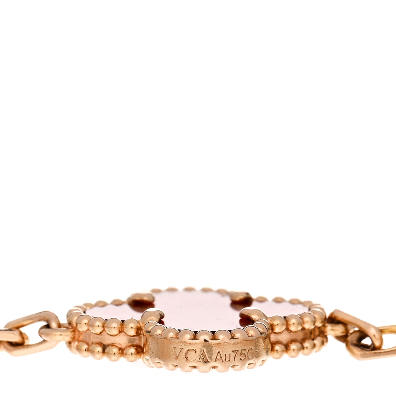 Van Cleef & Arpels 18K Rose Gold Carnelian 5 Motifs Guilloche Vintage Alhambra Bracelet 3 of 5