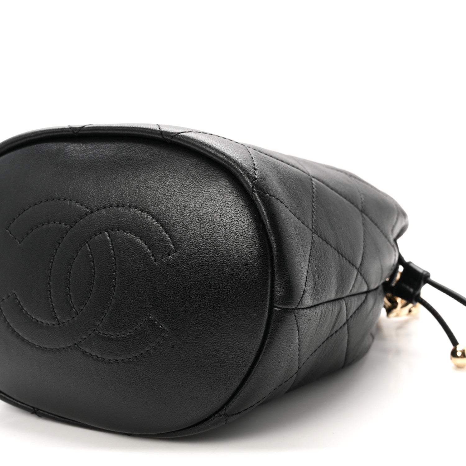 Chanel Lambskin Quilted Resin Bi-Color Chain Bucket Bag Black 10 of 11