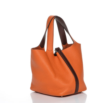 Hermes Taurillon Clemence Picotin 18 PM Orange H Havane 3 of 7