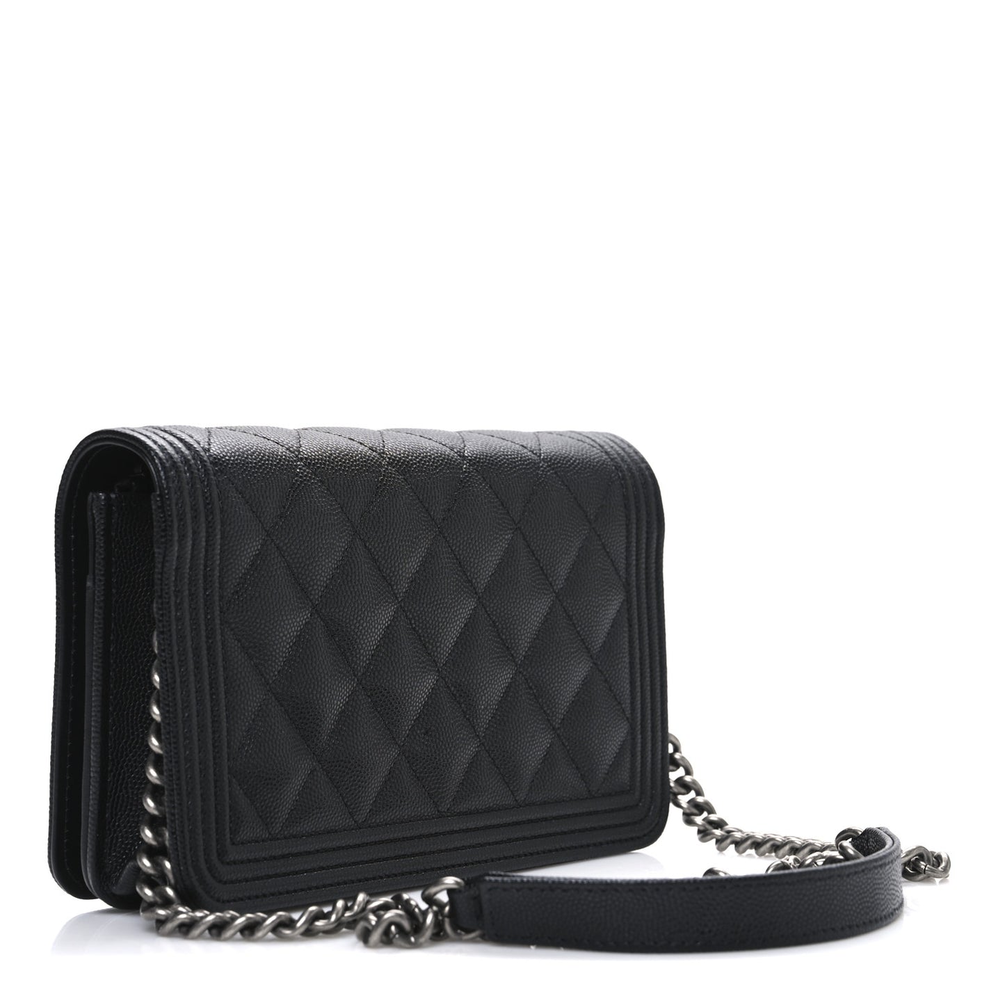 Caviar Quilted Boy Wallet On Chain WOC Black
