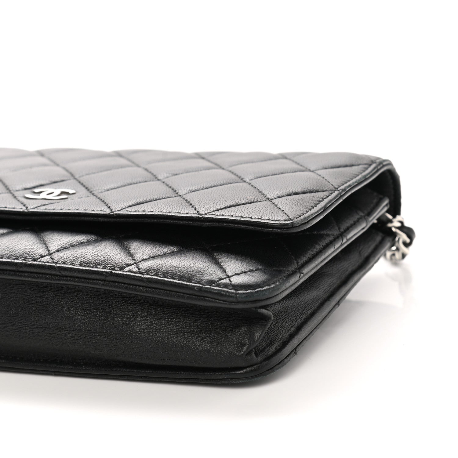 Chanel Lambskin Quilted Wallet On Chain WOC Black 11 of 14