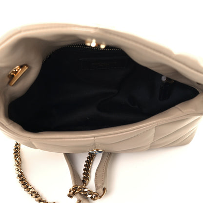 Saint Laurent Lambskin Quilted Toy Loulou Puffer Monogram Chain Satchel Dark Beige 5 of 11