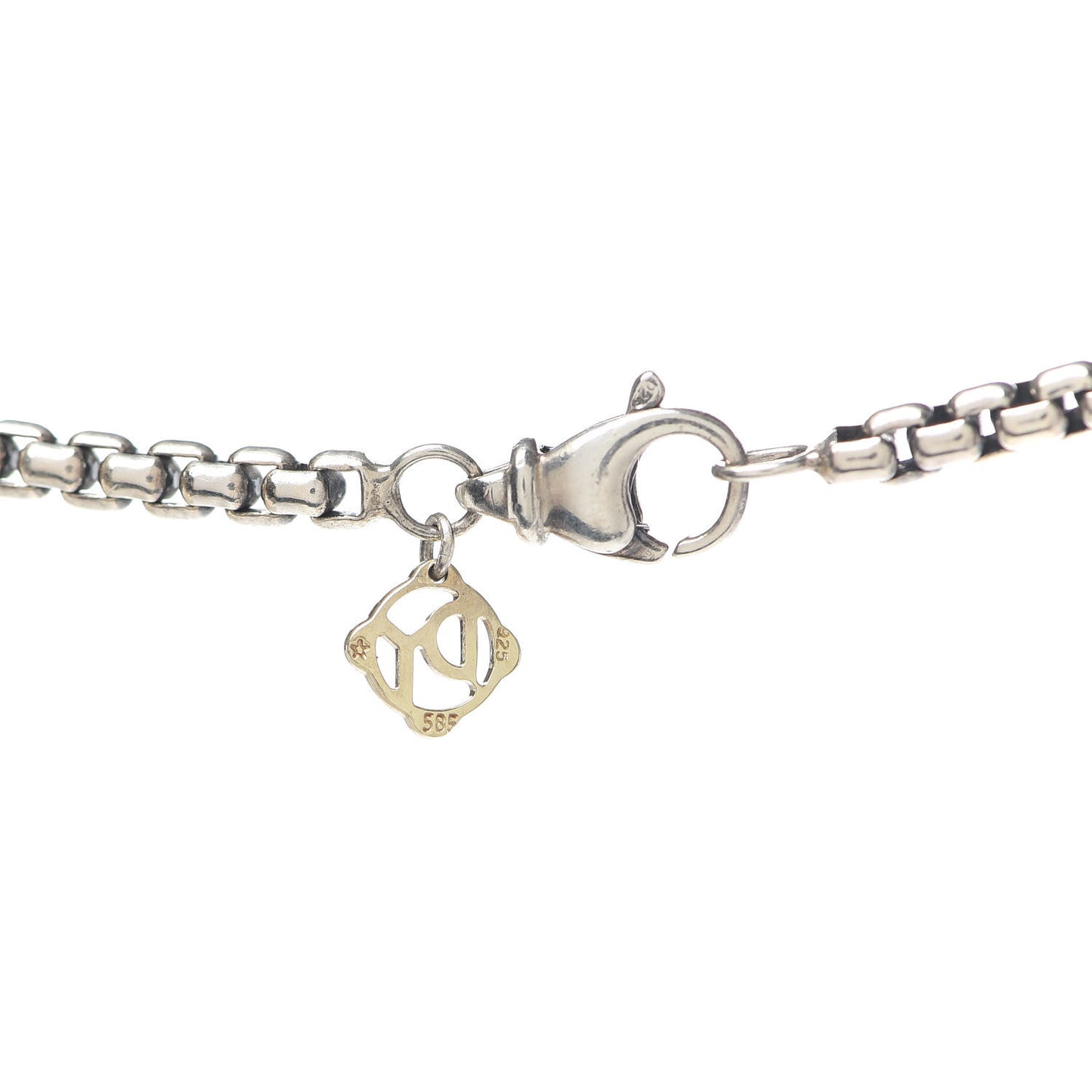 Sterling Silver 14K Yellow Gold 3.6mm Box Chain Necklace 18"