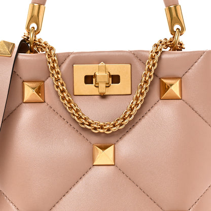 Valentino Garavani Nappa Small Roman Stud The Handle Bag Rose Cannelle 7 of 9