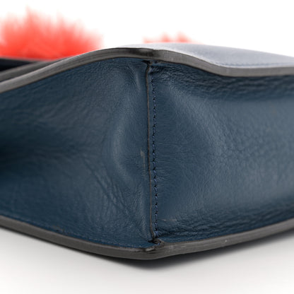 Fendi Vitello Dolce Fox Fur Monster Eyes Mini 2Jours Pouch Navy 9 of 15