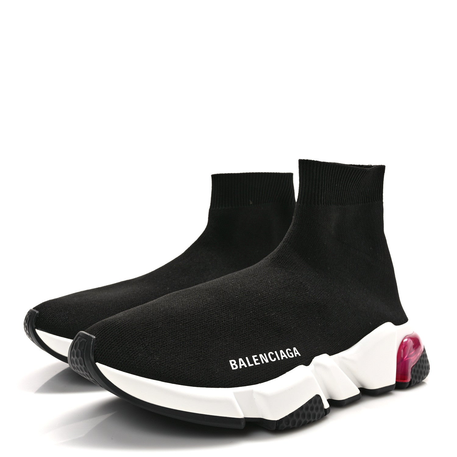 Balenciaga Neoprene Knit Womens Speed Clear Bicolor Sole Sneakers 40 Black Pink 3 of 10