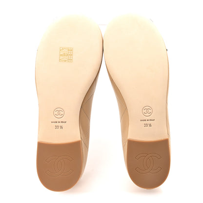 Chanel Lambskin Quilted CC Cambon Ballet Flats 39.5 Beige Black 6 of 10