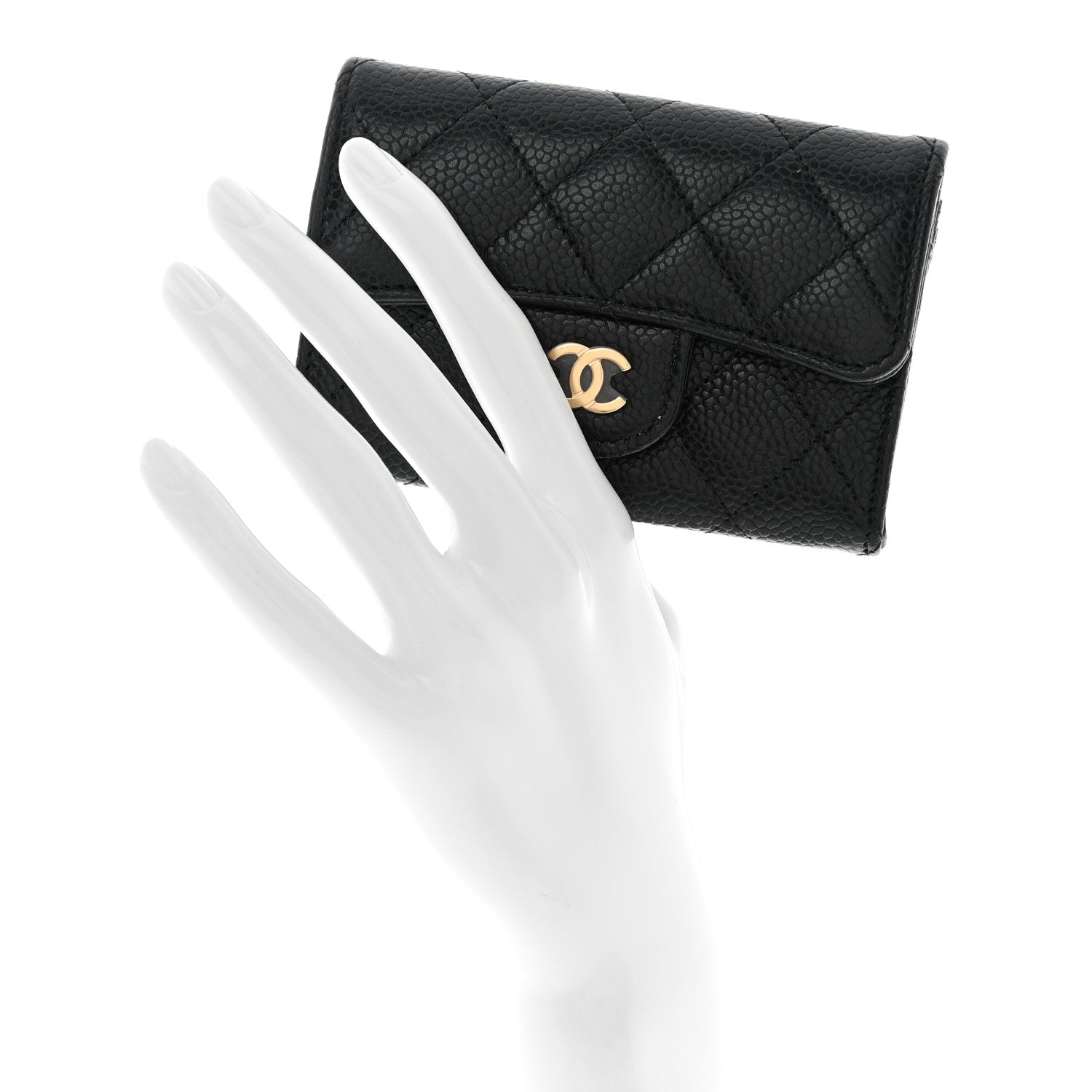 Chanel Caviar Quilted Flap Card Holder Wallet Black 2 of 10