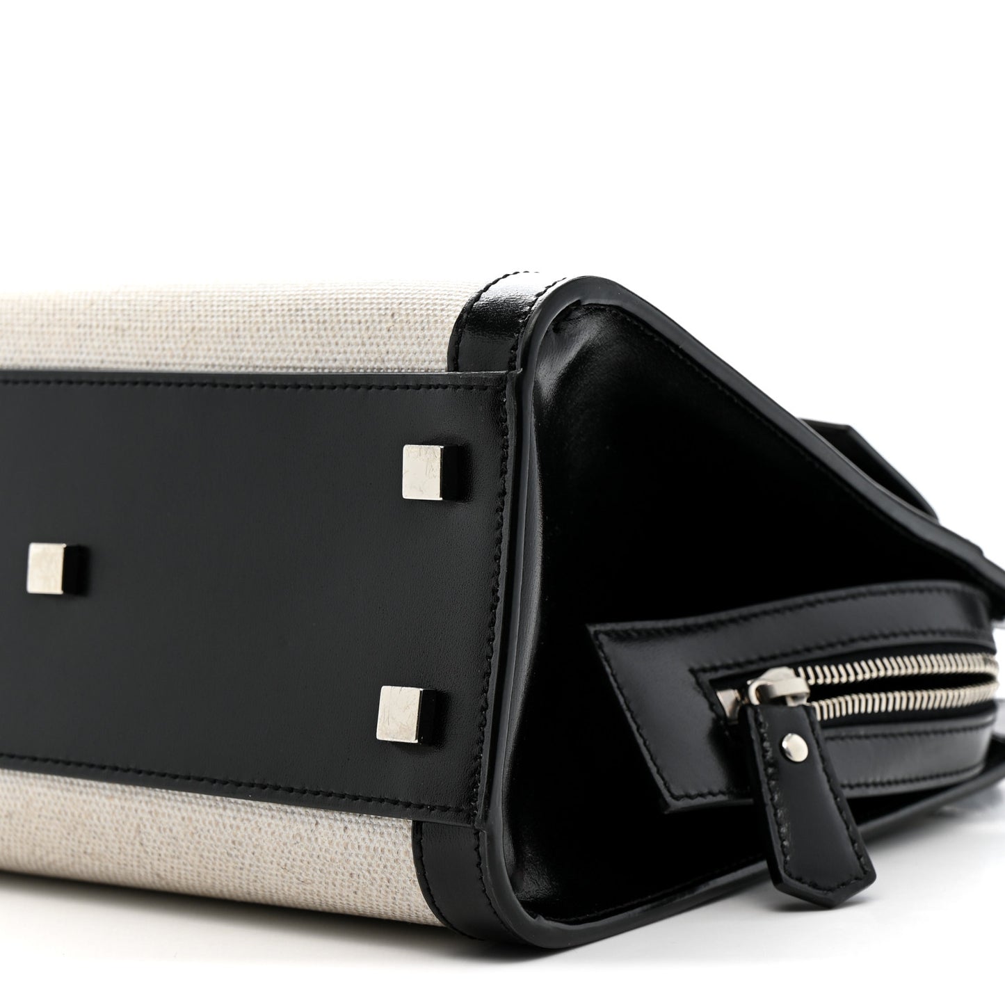 Canvas Calfskin Small Uptown Tote Black