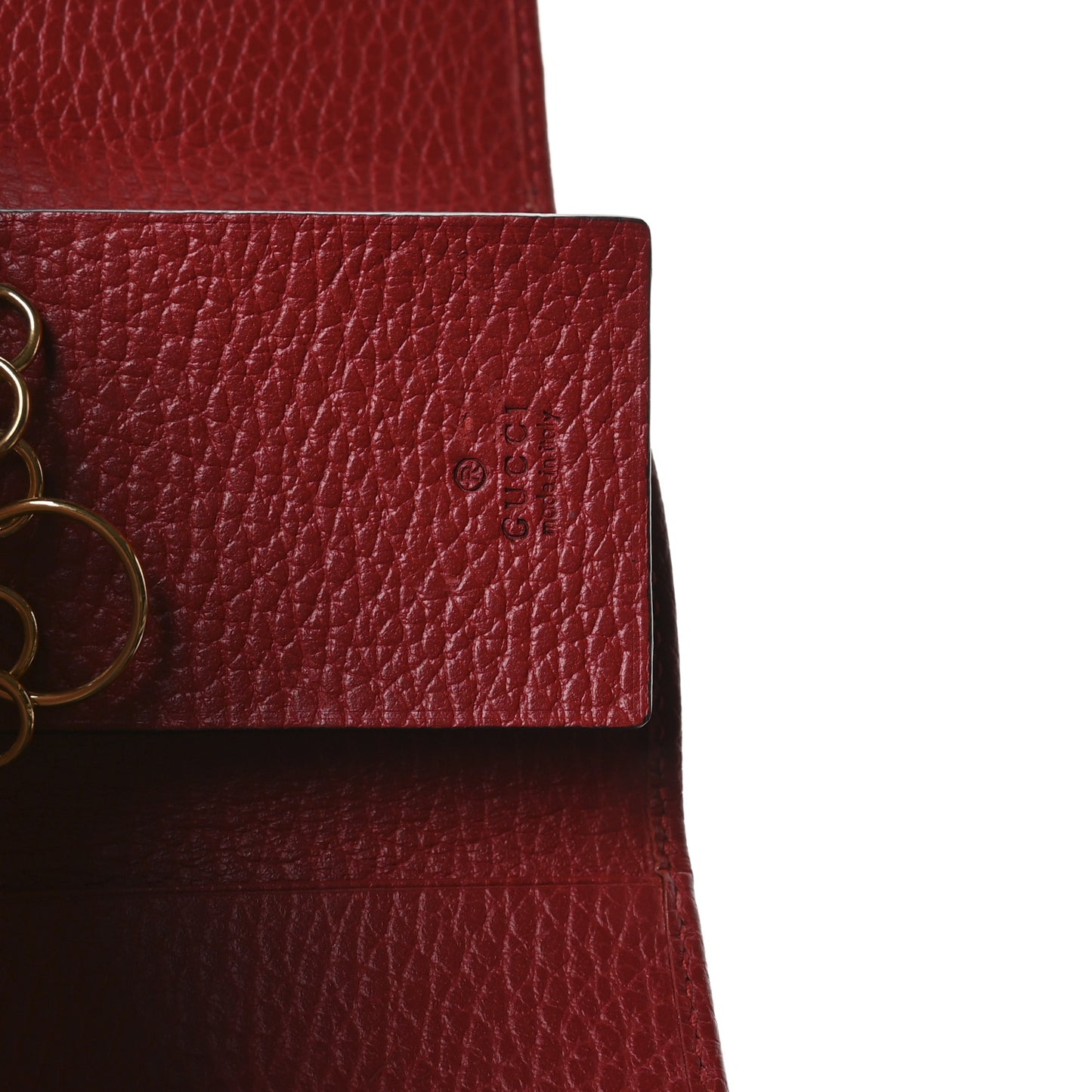 Pebbled Calfskin GG Marmont 6 Key Holder Hibiscus Red