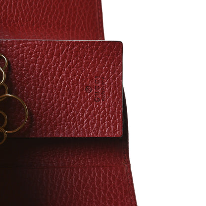 Gucci Pebbled Calfskin GG Marmont 6 Key Holder Hibiscus Red 6 of 8