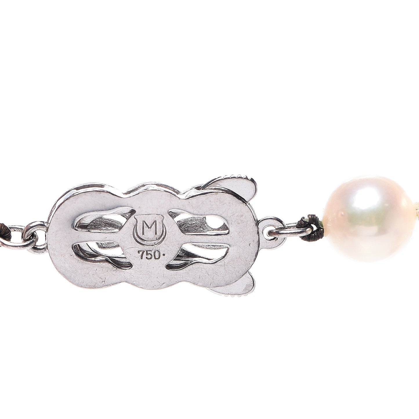 Sterling Silver 18K White Gold Diamond Akoya Pearl 7-8mm Strand Necklace Earring Set
