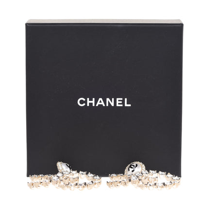 Chanel Crystal Pearl Large CC Drop Earrings Light Gold 5 of 5