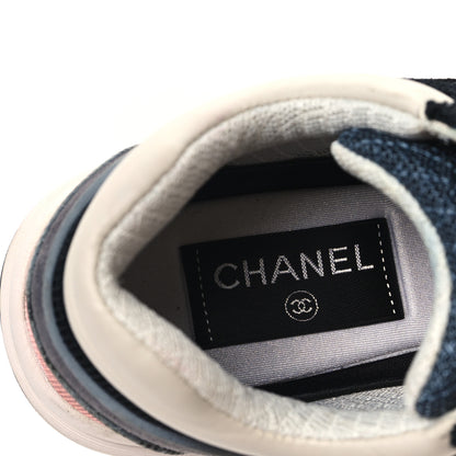 Chanel Nylon Calfskin Suede Womens CC Sneakers 37 Dark Grey Pink 7 of 9