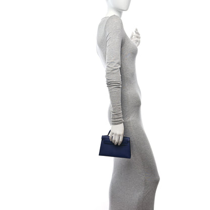 Hermes Chevre Mysore Horseshoe Mini Kelly Sellier 20 Bleu Encre Rose Pourpre 2 of 11