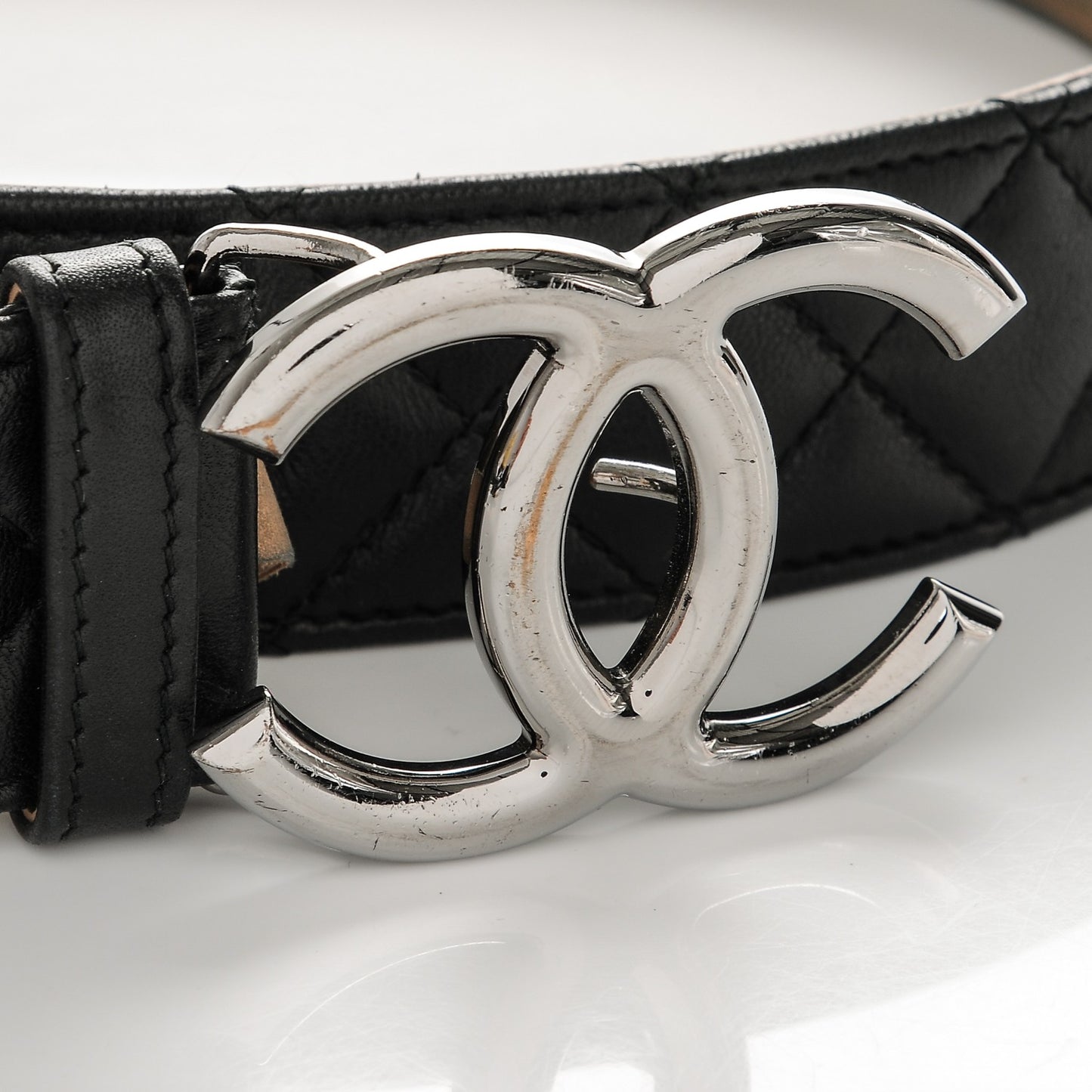 Lambskin Quilted CC Belt 85 34 Black
