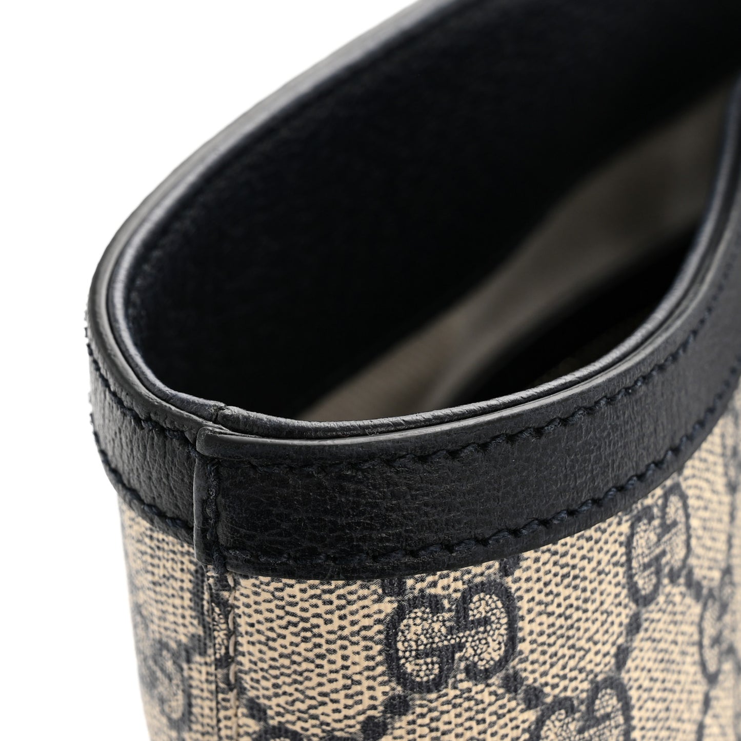 GG Supreme Monogram Textured Calfskin Web Medium Ophidia Shopping Tote Beige Blue