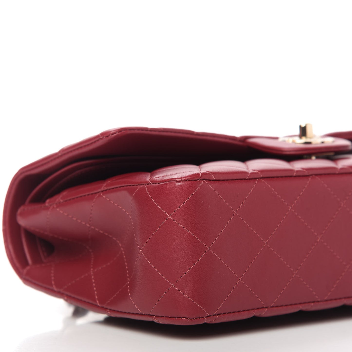 Lambskin Quilted Medium Double Flap Burgundy