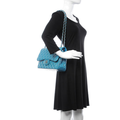 Chanel Patent Calfskin Quilted Jumbo Double Flap Turquoise 2 of 8