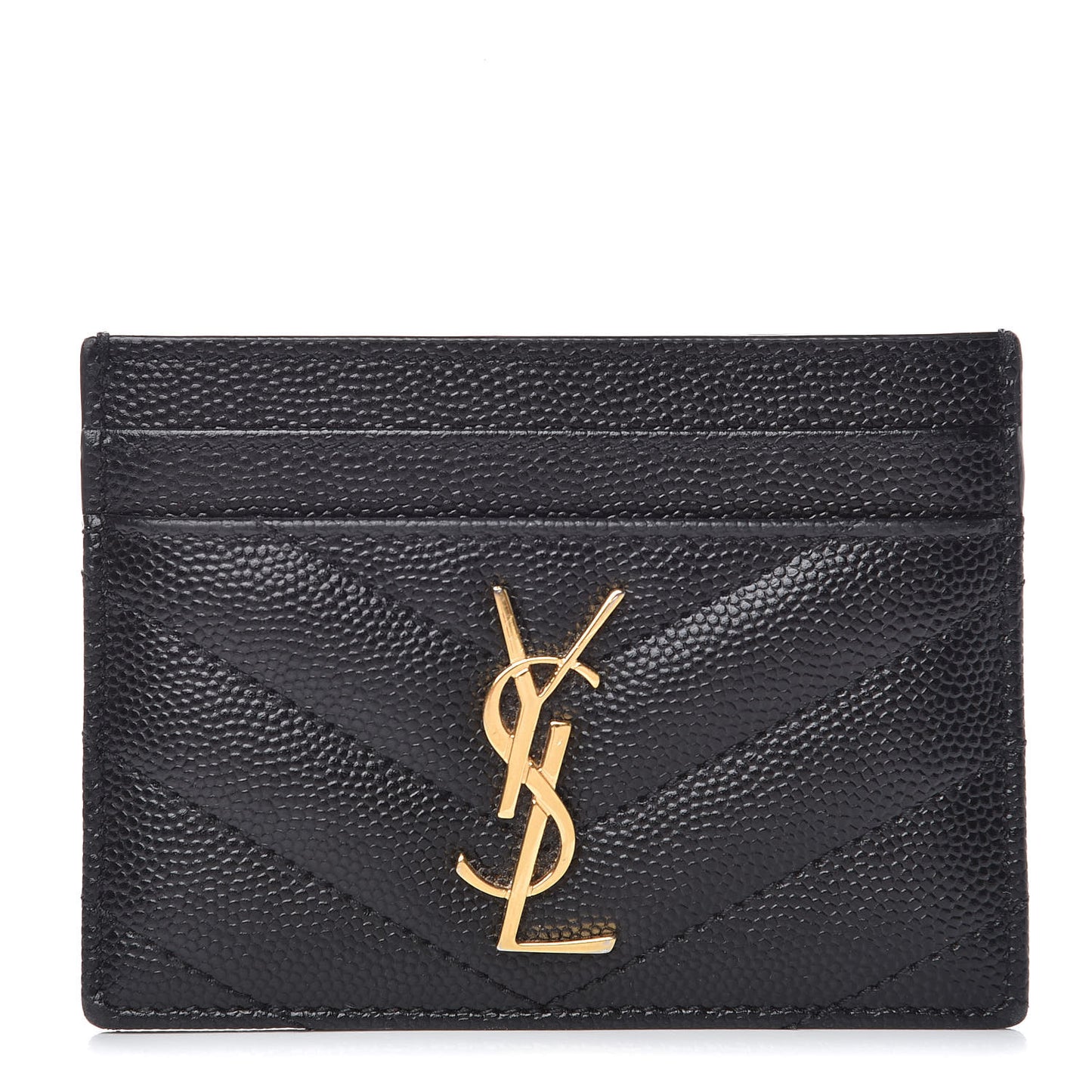 Grain De Poudre Matelasse Chevron Monogram Credit Card Case Black