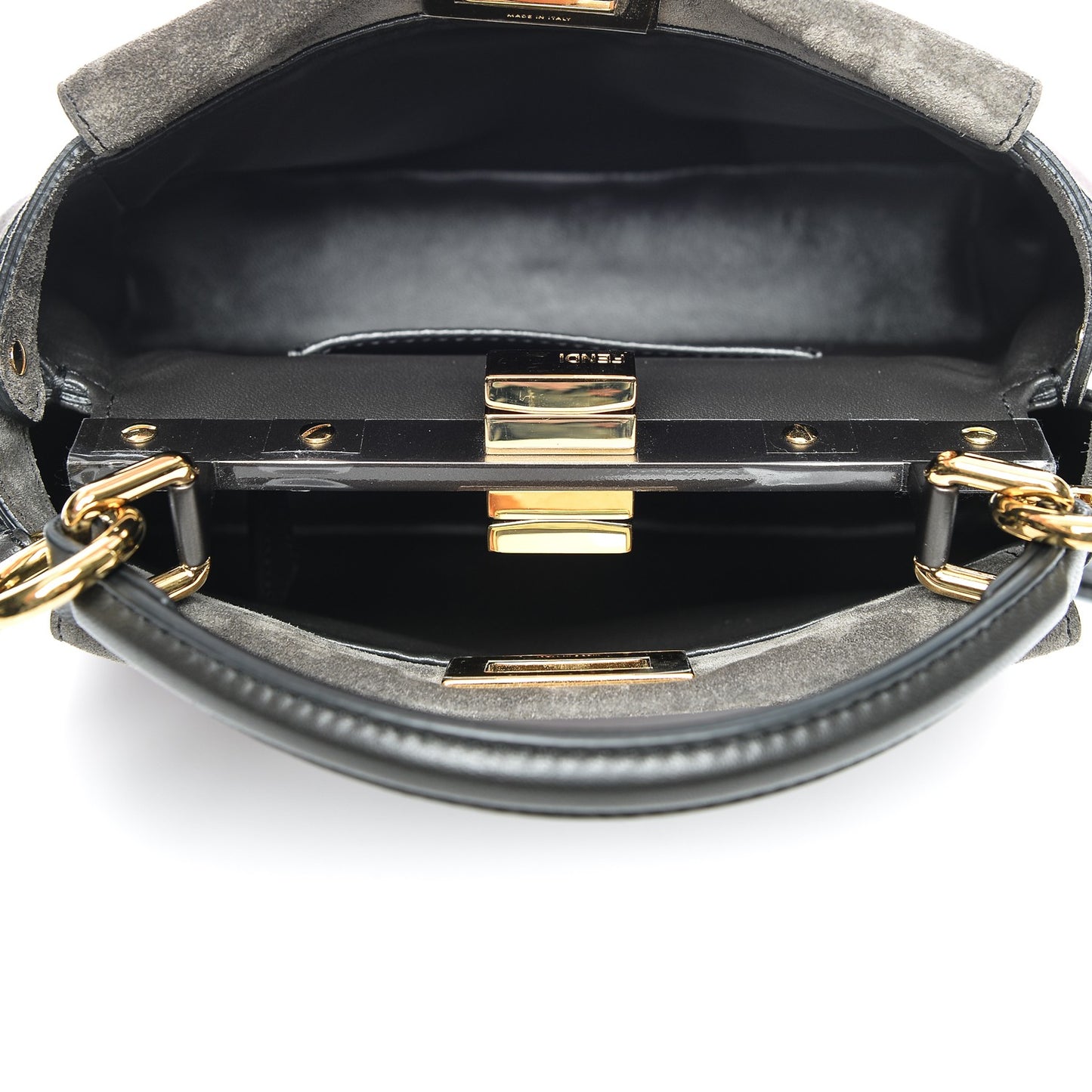 Suede Patent Calfskin Ombre Mini Peekaboo Iconic Satchel Magenta
