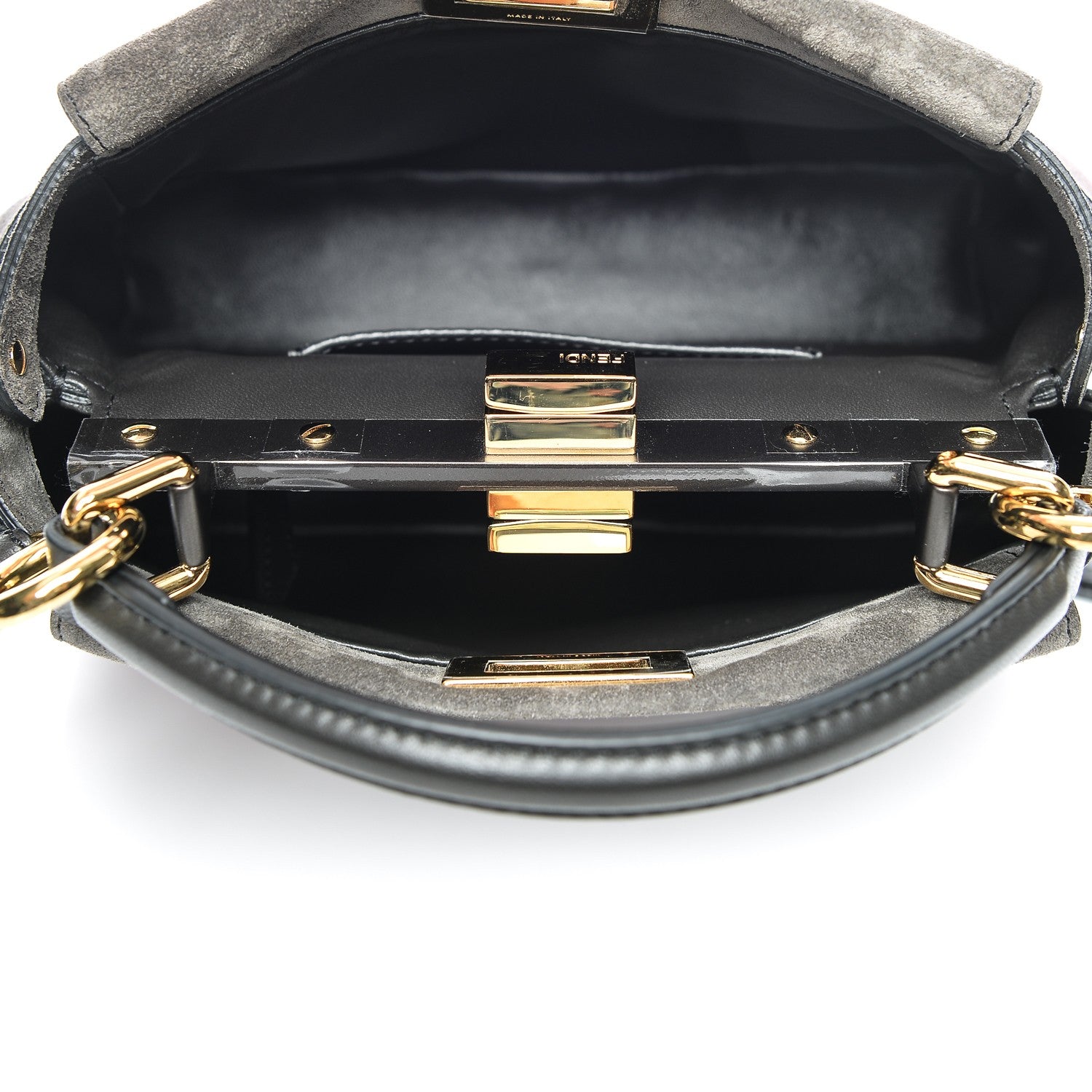 Fendi Suede Patent Calfskin Ombre Mini Peekaboo Iconic Satchel Magenta 5 of 6