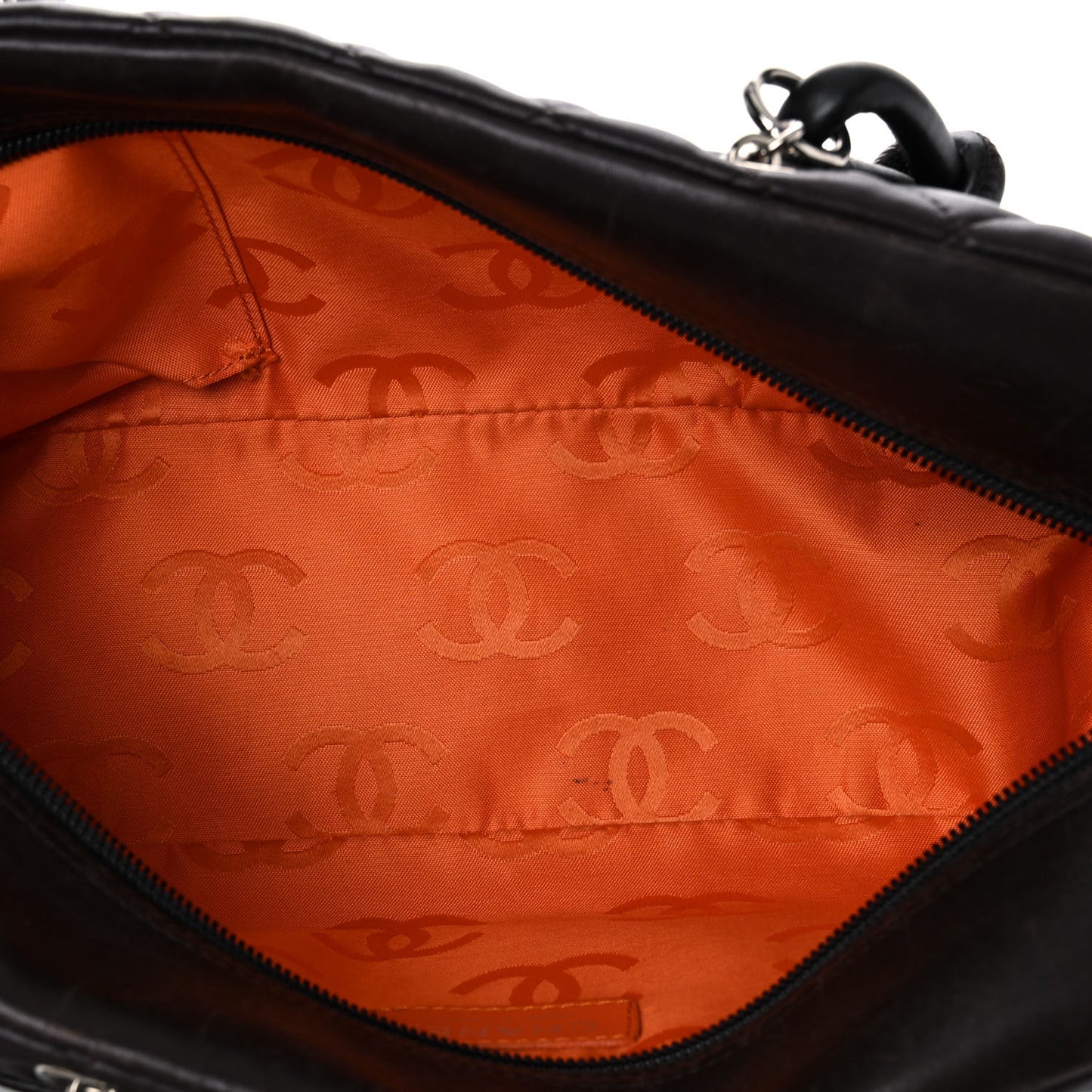 Calfskin Quilted Large Cambon Bowler Dark Brown