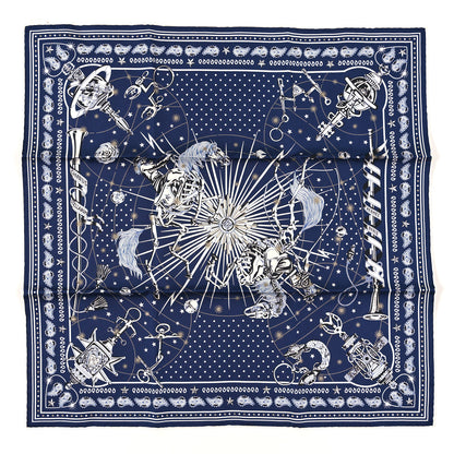 Hermes Silk Chorus Stellarum Bandana Scarf 55 Marine White Black 1 of 3