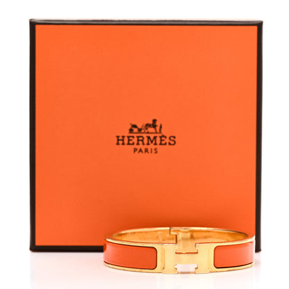 Hermes Enamel Narrow Clic Clac H Bracelet PM Orange 9 of 9