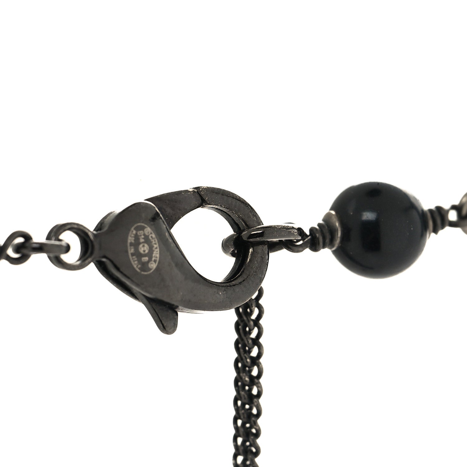 Chanel Pearl Beaded Crystal CC Long Necklace Black 4 of 5
