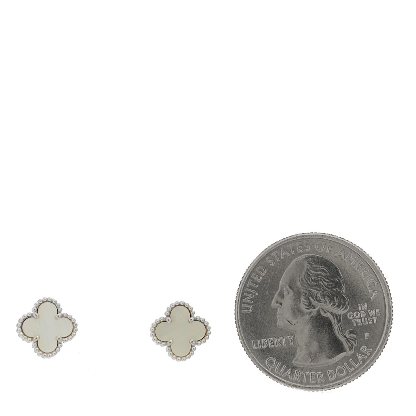 18K White Gold Mother of Pearl Sweet Alhambra Earrings