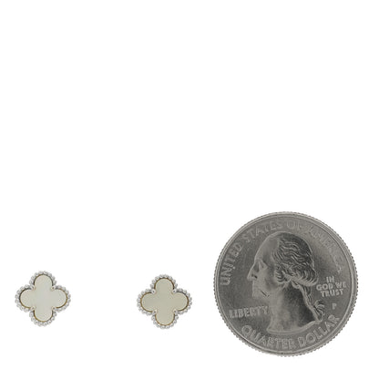 Van Cleef & Arpels 18K White Gold Mother of Pearl Sweet Alhambra Earrings 2 of 5