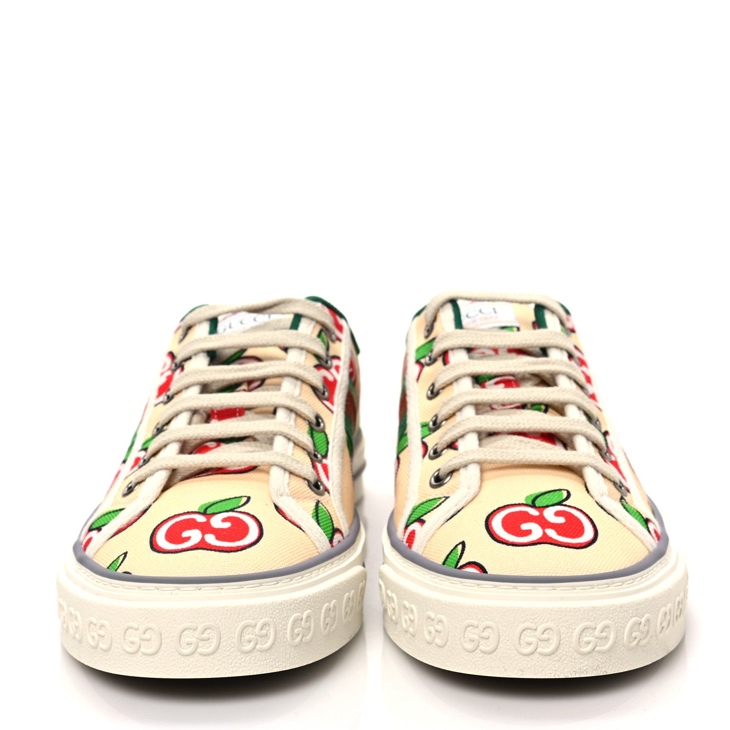 Gucci Canvas Web GG Apple Womens 1977 Tennis Sneakers 39 Ivory Red Mystic White New Shamarock 2 of 8