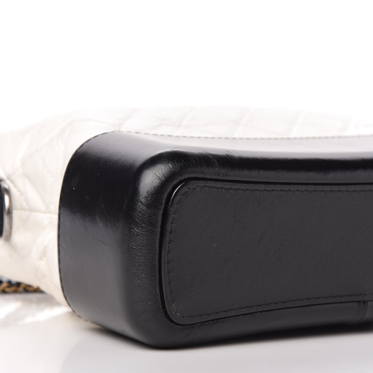 Aged Calfskin Quilted Medium Gabrielle Hobo Black White