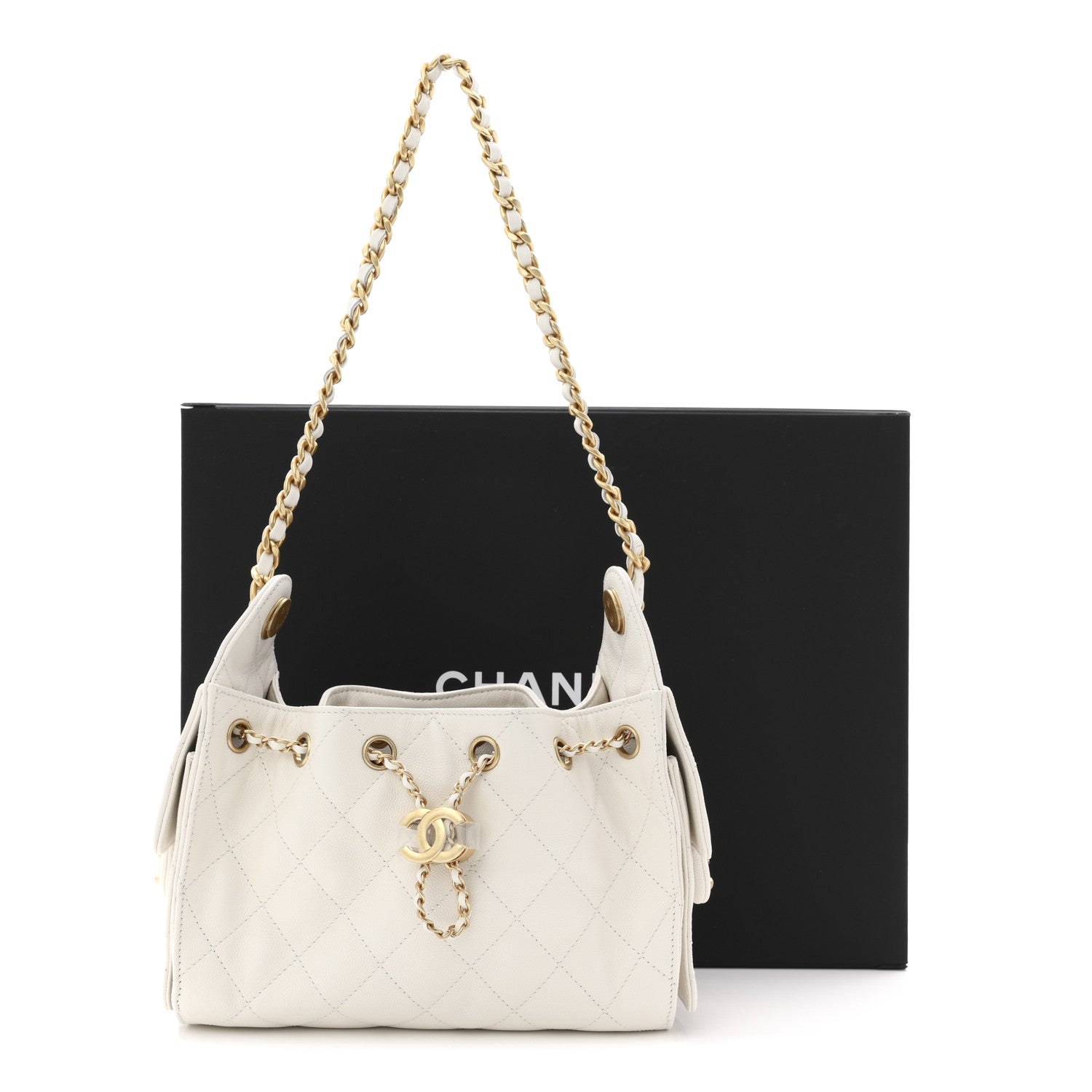 Chanel Caviar Quilted Mini Chanel 25 Handbag White 10 of 10