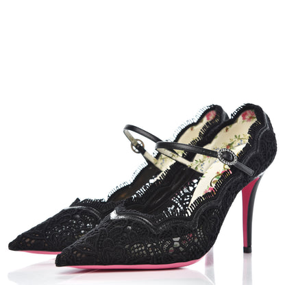 Gucci Lace Pizzo Venice Pumps 36.5 Black 3 of 9