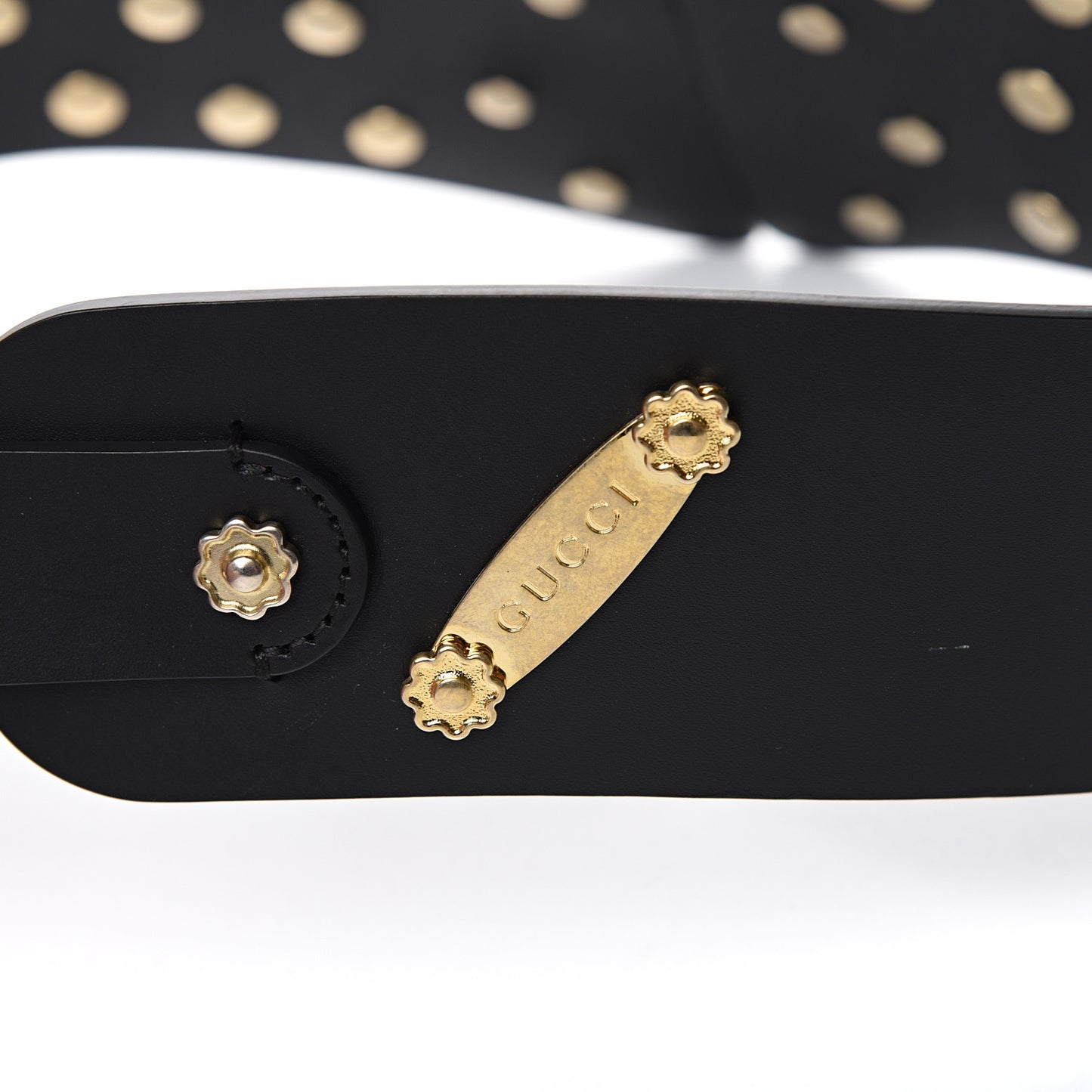 Calfskin Studded Torchon GG Marmont Selleria Belt 80 32 Black Multicolor