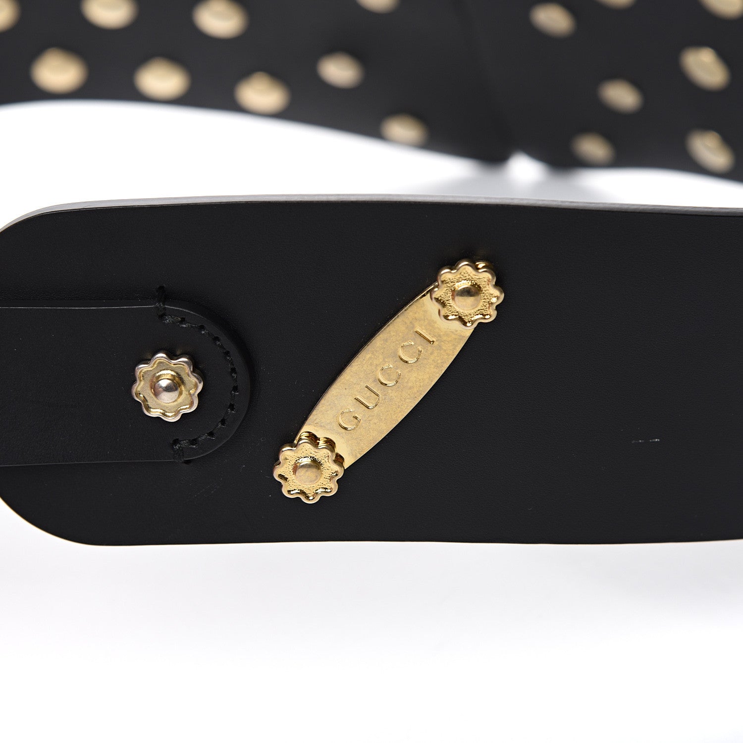 Gucci Calfskin Studded Torchon GG Marmont Selleria Belt 80 32 Black Multicolor 4 of 5