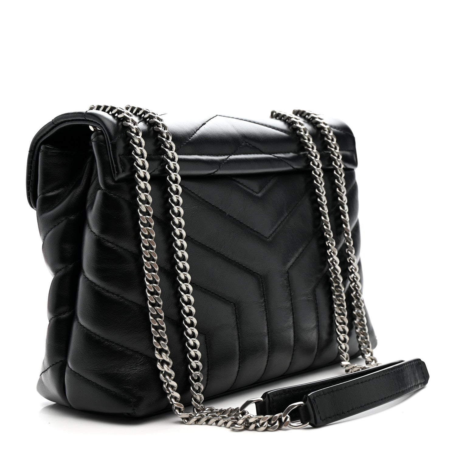 Saint Laurent Calfskin Y Quilted Monogram Small Loulou Chain Satchel Black 3 of 14