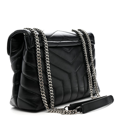 Saint Laurent Calfskin Y Quilted Monogram Small Loulou Chain Satchel Black 3 of 14