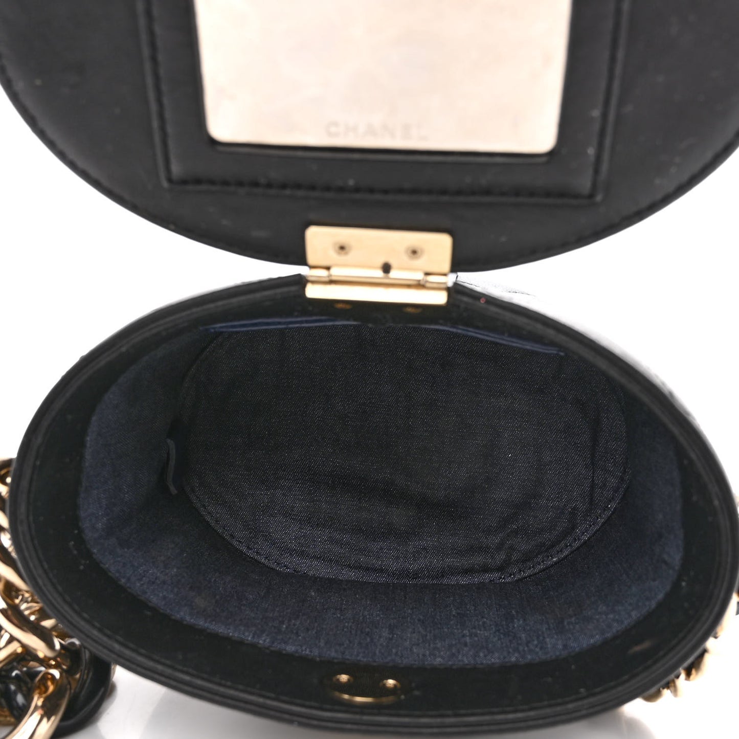 Lambskin Resin Elegant Chain Vanity Case Black